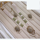 Lucentarts Jewellery Premium Crystal Stone And Pearl Beads Long Necklace Set