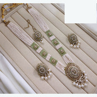 Lucentarts Jewellery Premium Crystal Stone And Pearl Beads Long Necklace Set