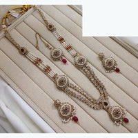 Lucentarts Jewellery Premium Crystal Stone And Pearl Beads Long Necklace Set