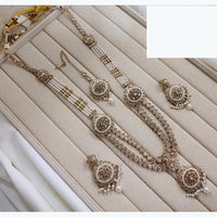 Lucentarts Jewellery Premium Crystal Stone And Pearl Beads Long Necklace Set