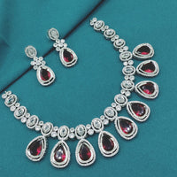 Lucentarts Jewellery Designer American Diamond Necklace Set