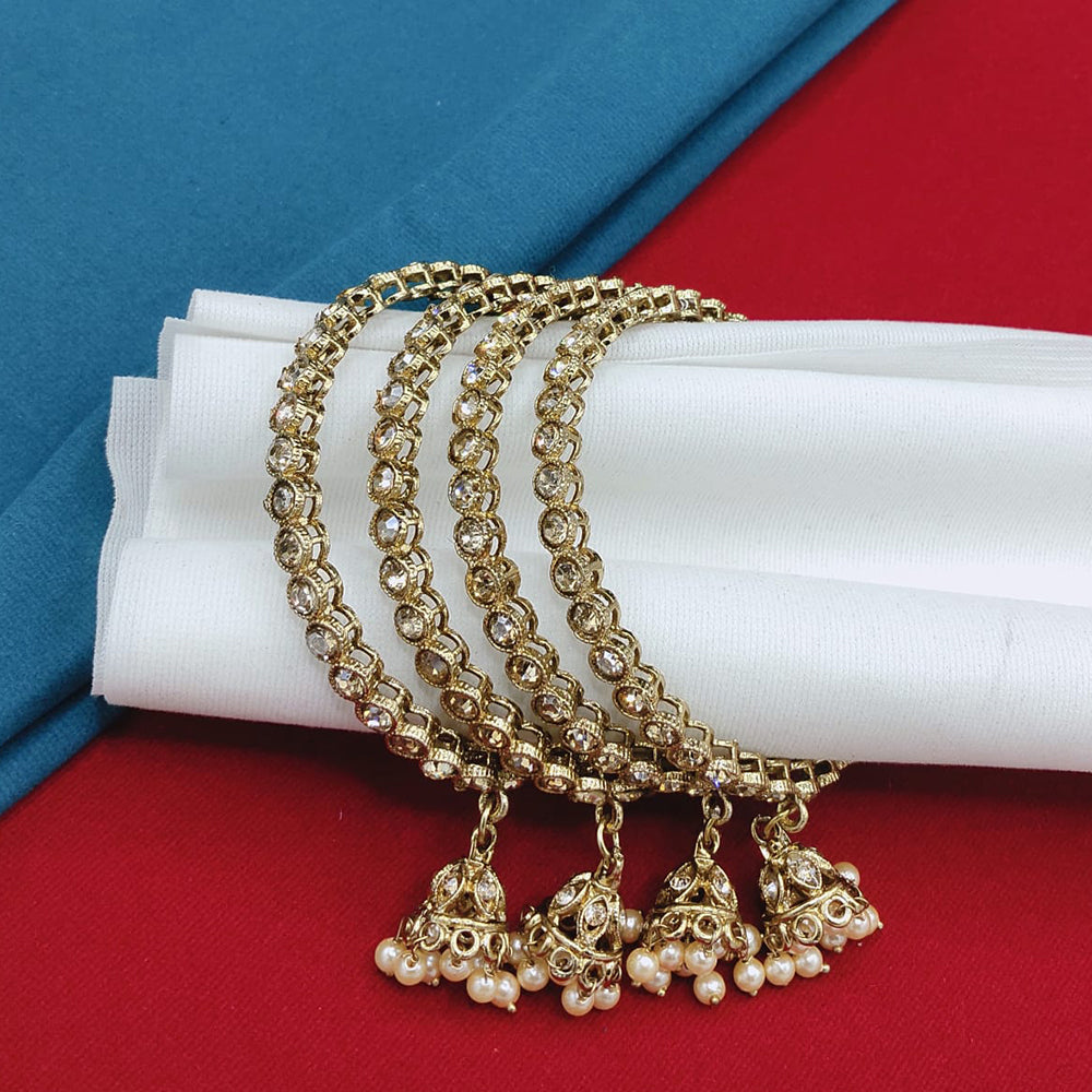 Lucentarts Jewellery Elegant Austrian Stone And Pearl Statement Bangles Set