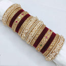 Lucentarts Jewellery Bridal Kundan And Pearl Velvet Bangles Set