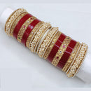 Lucentarts Jewellery Premium Kundan  Stone And Pearl Acrylic Bridal Bangles Set