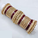 Lucentarts Jewellery Premium Kundan  Stone And Pearl Acrylic Bridal Bangles Set