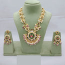 Lucentarts Jewellery Royal Temple Work Double Layer Necklace Set in Antique Finish for Special Events