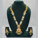 Lucentarts Jewellery Exquisite Kundan Stone and Pearl Long Necklace Set With Meenakari Work