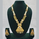 Lucentarts Jewellery Exquisite Kundan Stone and Pearl Long Necklace Set With Meenakari Work