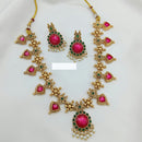 Lucentarts Jewellery Antique Finish Necklace Set Pota Stone And Pearl Design