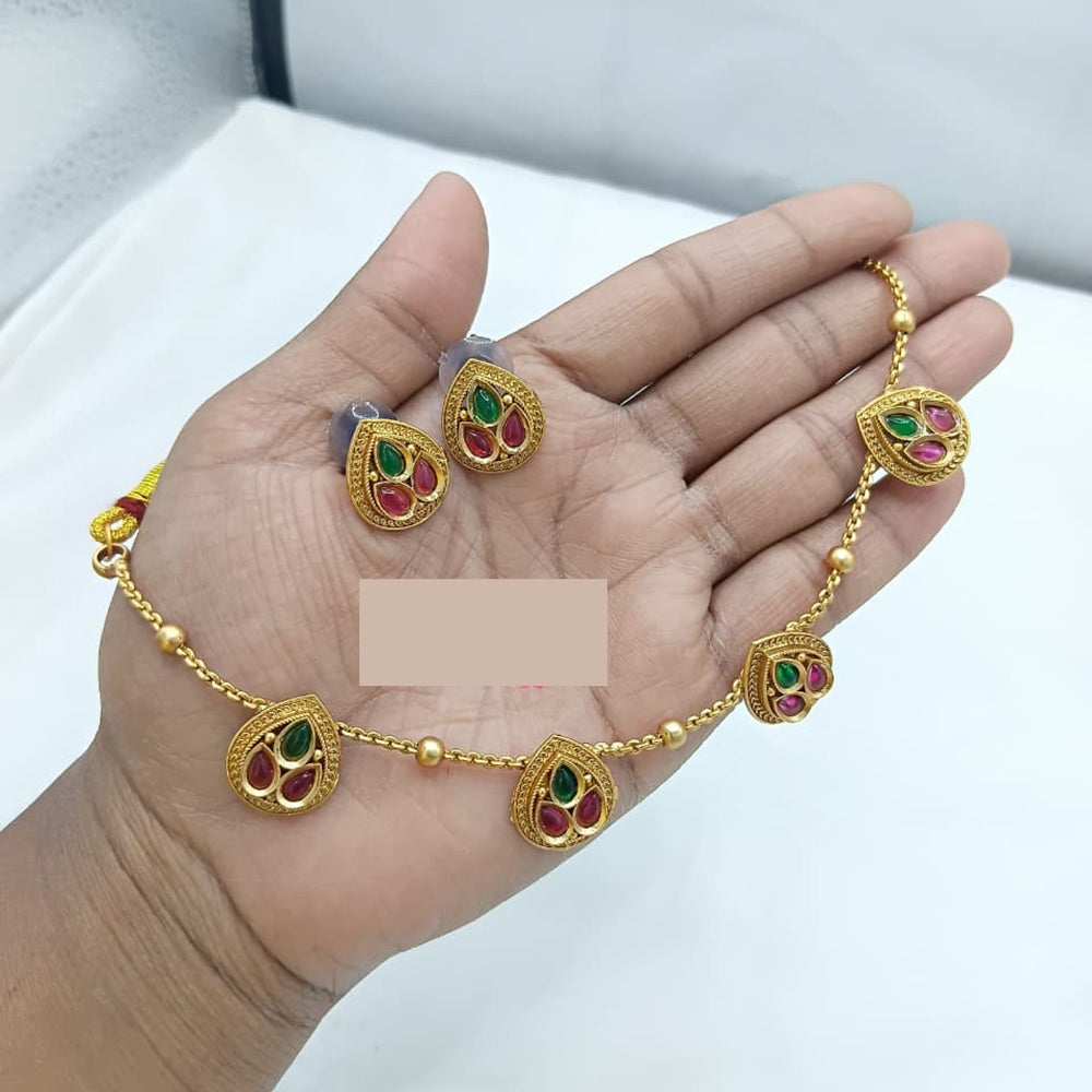 Lucentarts Jewellery Classic Ethnic Pota Stone Necklace Set 