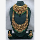 Lucentarts Jewellery Antique Gold Finish Double Temple Necklace Set