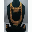 Lucentarts Jewellery Antique Gold Finish Double Temple Necklace Set
