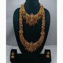 Lucentarts Jewellery Antique Gold Finish Double Temple Necklace Set