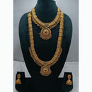 Lucentarts Jewellery Gold Plated Pota Stone Double Necklace Set