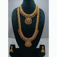Lucentarts Jewellery Gold Plated Pota Stone Double Necklace Set