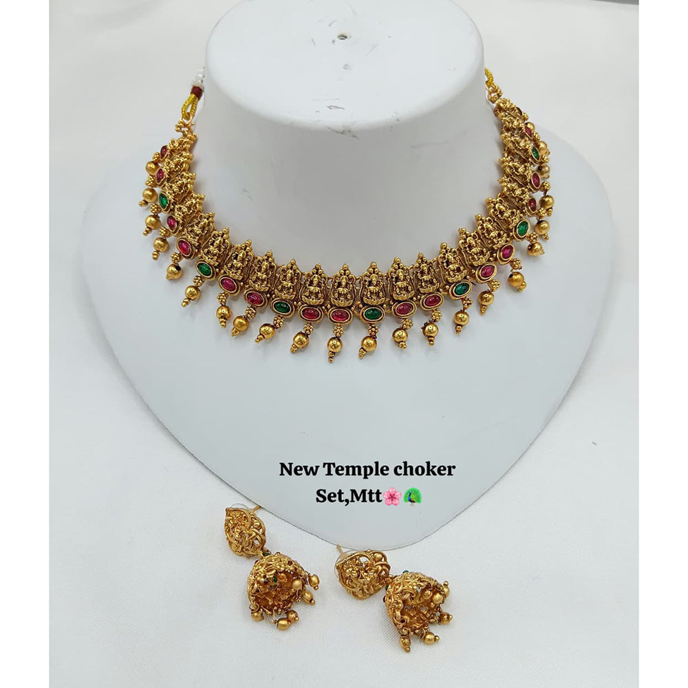 Lucentarts Jewellery Heritage Pota Stone And Pearl Temple Necklace Set 