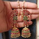 Lucentarts Jewellery Rajwadi Pota Stone And Pearl Traditional Jhumki Earrings