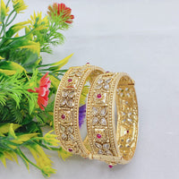 Lucentarts Jewellery Traditional Pota Stone Openable Bangles Set 