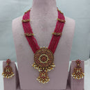 Lucentarts Jewellery Traditional Pota Stone And Pearl Long Necklace Set