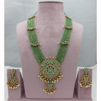 Lucentarts Jewellery Traditional Pota Stone And Pearl Long Necklace Set