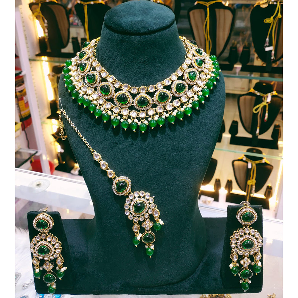 Lucentarts Jewellery Kundan Stone Pearl And Beads Choker Necklace Set 