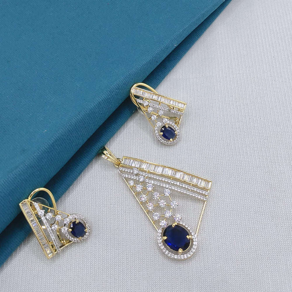 Lucentarts Jewellery Royal American Diamond Pendant Set