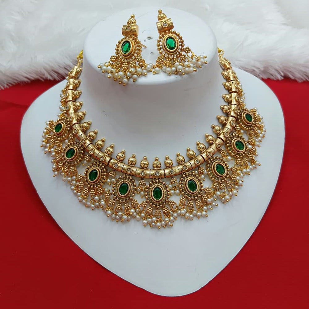 Lucentarts Jewellery Classic Pota Stone And Pearl Choker Necklace Set