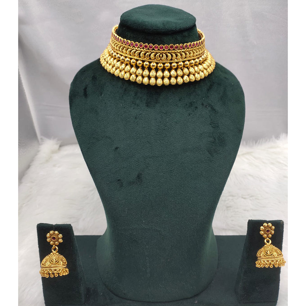 Lucentarts Jewellery Designer Pota Stone Choker Necklace Set