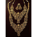 Lucentarts Jewellery Temple Style Pota Stone And Pearl Double Necklace Set