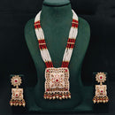 Lucentarts Jewellery Royal Crystal Stone And Pearl Meenakari Long Necklace Set
