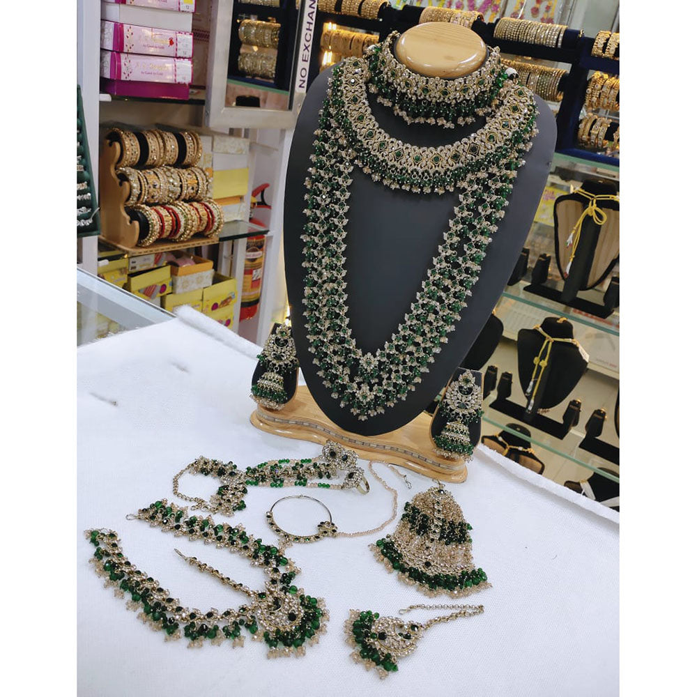 Lucentarts Jewellery Maharani Style Austrian Stone And Beads Bridal Set