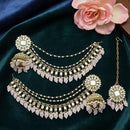 Lucentarts Jewellery Elegant Mirror Pearl And Beads Jhumki Earrings With Maangtikka