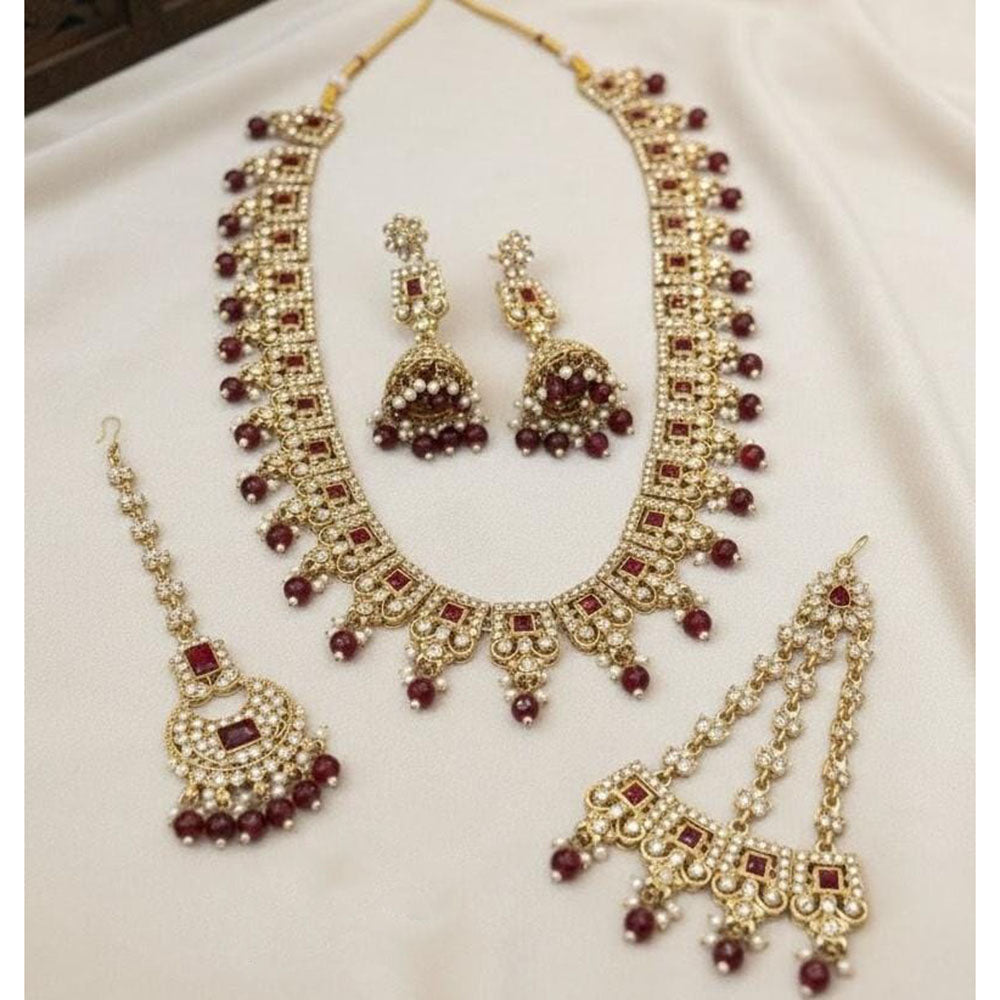 Lucentarts Jewellery Luxury Designer Pota Stone And Beads Necklace Set