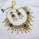 Lucentarts Jewellery Premium Pota Stone And Pearl Designer Necklace Set