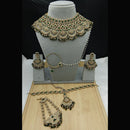 Lucentarts Jewellery Royal Crystal Stone And Pearl Semi Bridal Necklace Set