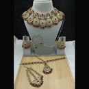 Lucentarts Jewellery Royal Crystal Stone And Pearl Semi Bridal Necklace Set