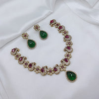 Lucentarts Jewellery Elegant Pota Stone And Austrian Necklace Set