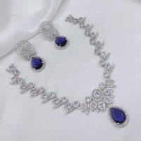 Lucentarts Jewellery Sparkling American Diamond Necklace Set