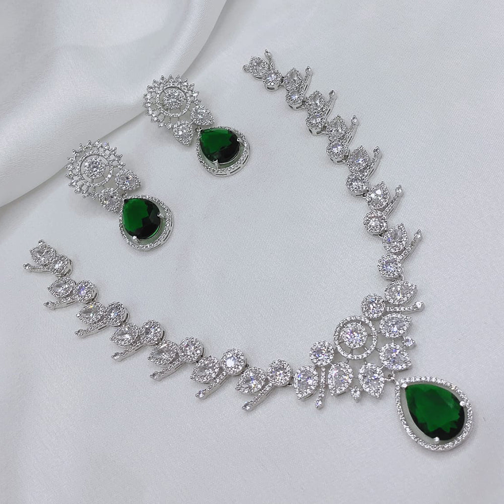 Lucentarts Jewellery Sparkling American Diamond Necklace Set