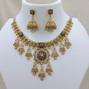 Lucentarts Jewellery Traditional Pota Stone And Pearl Designer Necklace Set