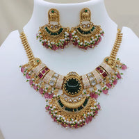 Lucentarts Jewellery Heritage Pota Stone And Pearl Meenakari Necklace Set