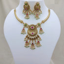 Lucentarts Jewellery Premium Pota Stone And Pearl Designer Necklace Set
