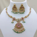 Lucentarts Jewellery Premium Pota Stone And Pearl Designer Necklace Set