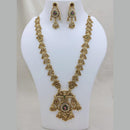 Lucentarts Jewellery Traditional Pota Stone And Pearl Designer Haram Long Necklace Set