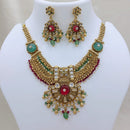 Lucentarts Jewellery Premium Pota Stone Beads And Pearl Designer Necklace Set