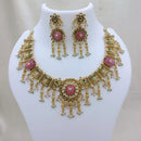 Lucentarts Jewellery Premium Pota Stone  And Pearl Designer Necklace Set