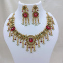 Lucentarts Jewellery Premium Pota Stone  And Pearl Designer Necklace Set