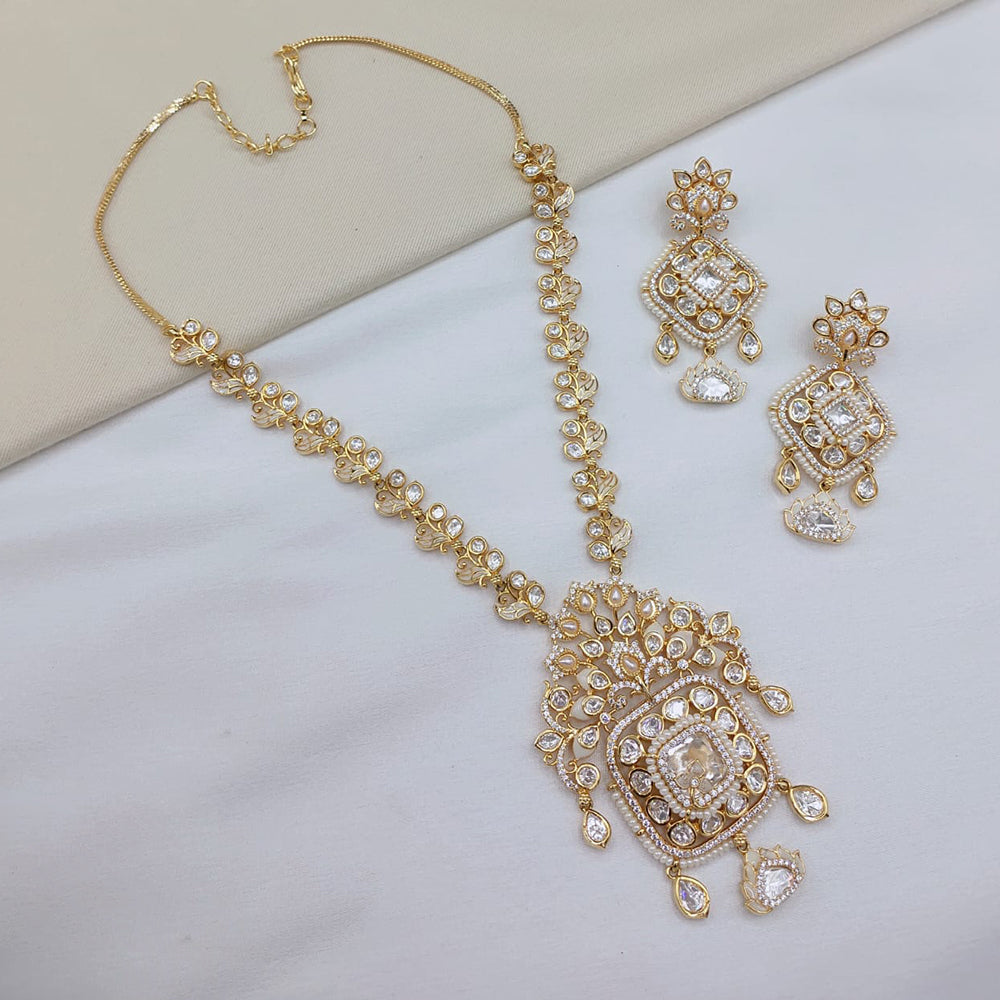Lucentarts Jewellery Ethnic Designer Polki Kundan Stone Long Necklace Set