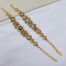 Lucentarts Jewellery Elegant Ethnic Gold Plated Pota Stone And Pearl  Adjustable Bracelet
