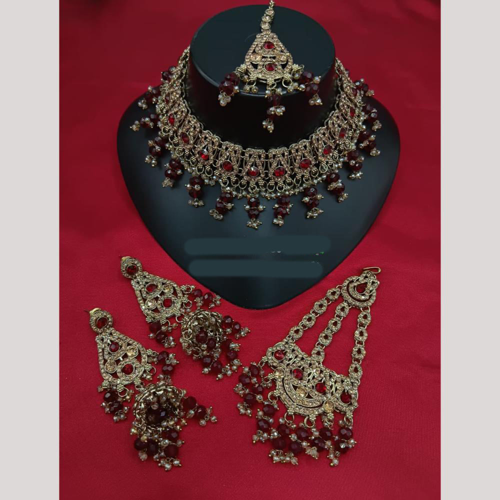 Lucentarts Jewellery Classic Crystal Stone And Pearl Choker Necklace Set